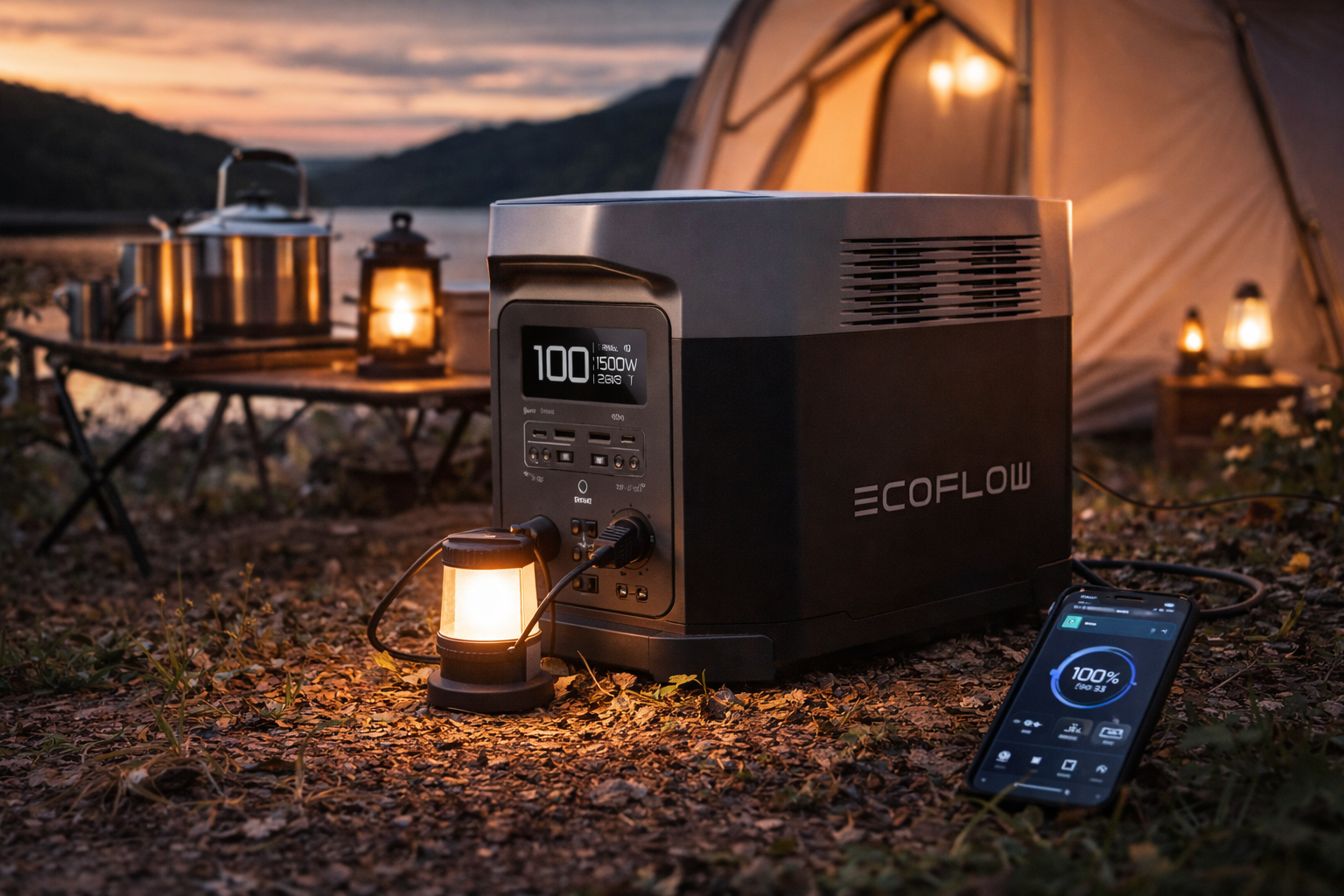 EcoFlow DELTA 3 ポータブル電源 1024Wh リン酸鉄リチウムイオン ぽーたぶる電源 大容量 業界最速級の充電速度 56分で100%充電 定格出力1500W 10ミリ秒未満のUPS機能 ポータブルバッテリー 13出力ポート搭載 10年長寿命 キャンプ 防災 車中泊 家庭用 アウトドア用 停電対策に最適 防災グッズ アプリ操作可能 エコフロー