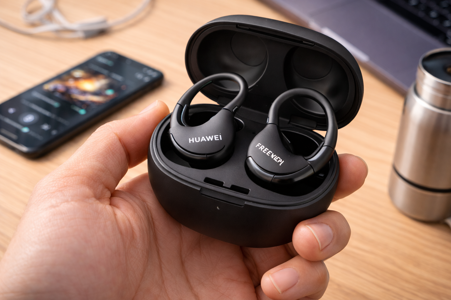 HUAWEI FreeClip ワイヤレスイヤホン Bluetooth オープンイヤー イヤーカフ型 3段階音量調整 耳を塞がないイヤホン 軽量約5.6g(本体) 音漏れ防止 マイク付き 通話ノイズリダクション 36時間再生 左右自動認識 IP54防塵防滴 ワイヤレス/急速充電 マルチポイント接続 ブラック