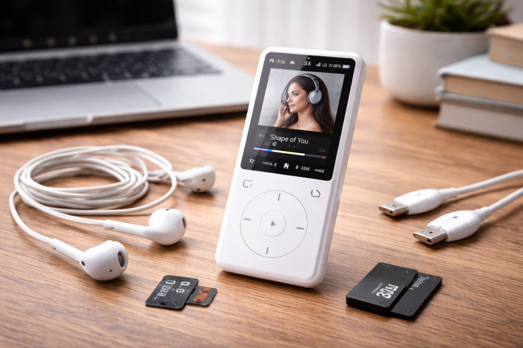 XGAGHB MP3プレーヤー 32GB 音楽プレイヤー Bluetooth5.1 SDカード対応 多機能 128GB拡張可能 スピーカー内蔵 映画鑑賞/写真閲覧/録音/FMラジオ/電子ブック/目覚時計/語学学習 ホワイト 日本語取扱説明書付き