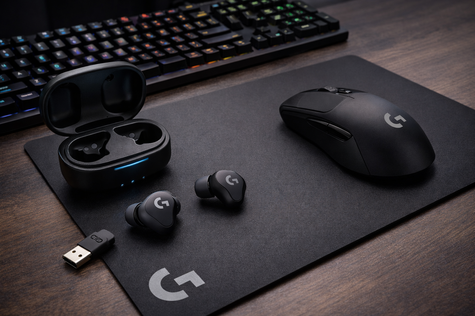 Logicool G ワイヤレス ゲーミング イヤホン G FITS 耳型 成型 + マウスパッド G440 ハード表面 [ GHS-FITSBK + G440f ] ブラック 国内正規品