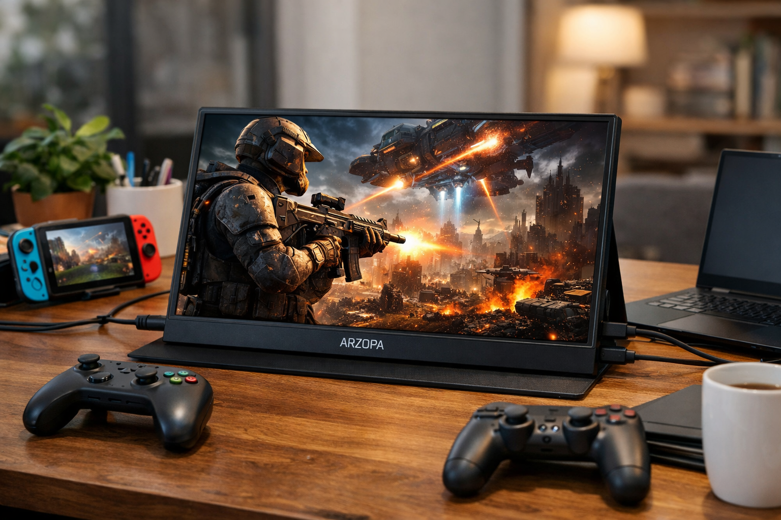 ARZOPA モバイルモニター 17.3インチ ポータブルモニター 1920*1080 ゲーミング用 ポータブルディスプレイ IPS液晶パネル 薄型 自立型 スイッチ用モニター USB Type-C 標準HDMI PS4/XBOX/Switch/PC/Macなど対応 在宅勤務 リモートワーク A1M