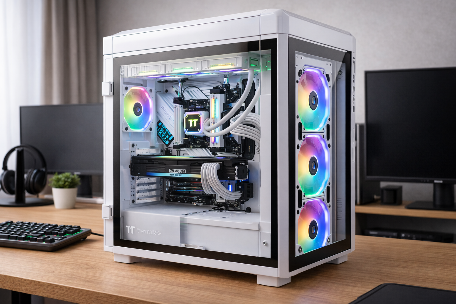 Thermaltake VIEW 51 TG ARGB Snow Edition フルタワーPCケース 強化ガラス スイングドアパネル CA-1Q6-00M6WN-00 CS7811