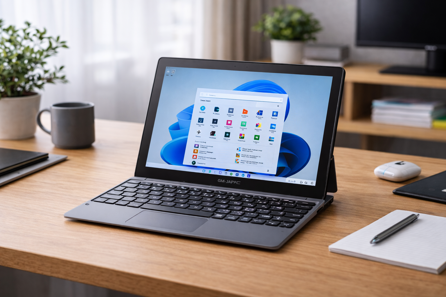 GM-JAPAN ノートパソコン Windows 11 Office搭載 575g 10.1インチ 2in1 タブレット メモリ 4GB/SSD 128GB/日本語キーボード/Celeron/WIFI/USB3.0/HDMI/WEBカメラ
