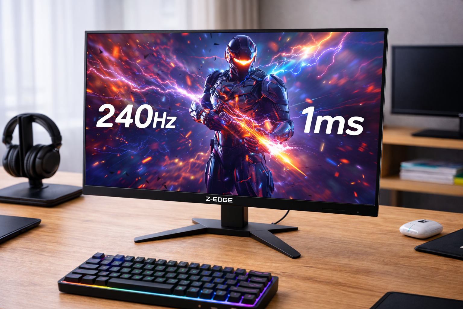 Z Z-Edge ゲーミングモニター 240Hz 25インチ ディスプレイ LED FHD 1920x1080/非光沢/VAパネル/超薄型/HDR/1ms/FreeSync/HDMI/DisplayPort UG25F