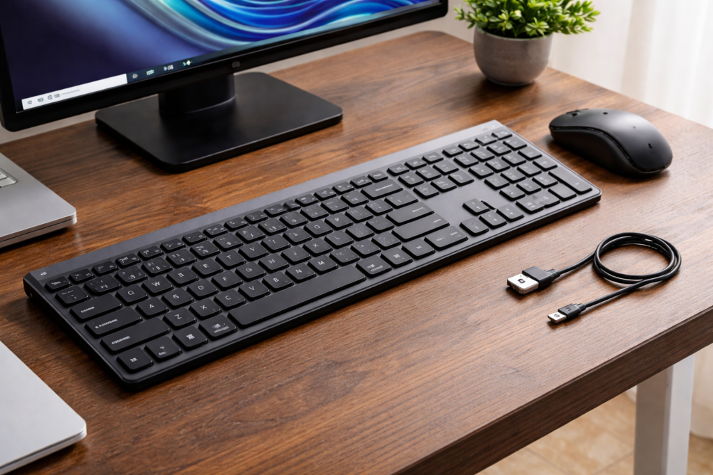 Arteck 2.4G無線ワイヤレス キーボード マウス セット 軽量 薄型 Type-C 充電式 フルサイズ キーボード マウス コンピューター、デスクトップ、PC、ラップトップ、Windows 11/10/8/7との交換性あり