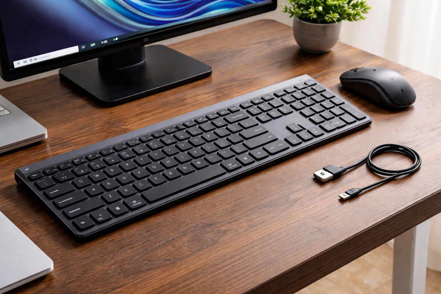 Arteck 2.4G無線ワイヤレス キーボード マウス セット 軽量 薄型 Type-C 充電式 フルサイズ キーボード マウス コンピューター、デスクトップ、PC、ラップトップ、Windows 11/10/8/7との交換性あり