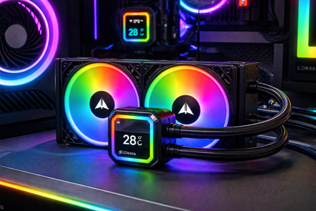 CORSAIR iCUE LINK H100i LCD AIO 水冷式 CPU クーラー - 【QX120 RGB ファン/IPS LCDスクリーン付き】 - 240mm ラジエーター Intel LGA 1700、AMD AM5 に対応 - iCUE LINK システムハブ付属 ブラック CW-9061007-WW