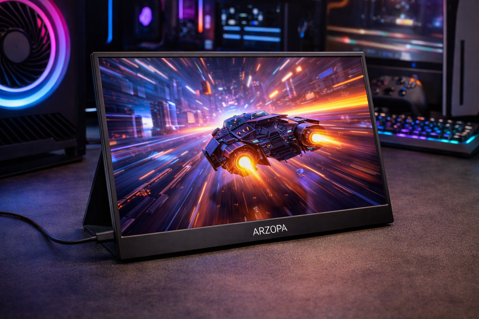 ARZOPA モバイルモニター 16.1インチ 100％ sRGB広色域 ポータブルモニター 自立型ゲームモニター 非光沢IPS液晶パネル 薄型 軽量 1920x1080 FHD モード/ブルーカット機能 USB Tpye-C/mini HDMI/スピーカー内蔵 PS4/PS5/XBOX/Switch/PC/Macなど対応-Z1C