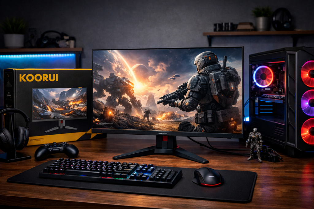 KOORUI ゲーミングモニター 23.8インチ WQHD (2560x1440) 180Hz 1ms (GTG) Fast IPSパネル HDR400 FreeSync/G-Sync対応/HDMI/DP ブルーライト低減 VESAマウント対応 G2421V