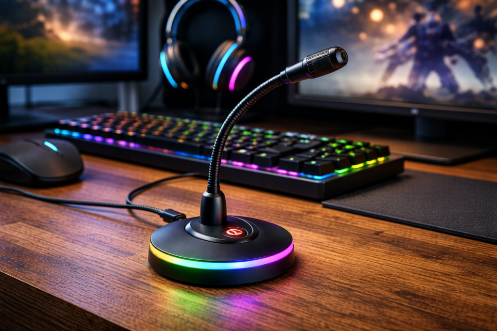 HAO BOSCH USBマイク PCマイク 高感度 スタンドマイク 無(全)指向性 パソコンマイク リマインダーライト ィング ワンタッチミュート プラグ&プレイ 360˚全方向集音 ゲーミング ゲーマー向け 小型 超コンパクト テレワーク 会議用 配信用 録音 ゲーム実況 ボイズチャット 有線タイプ PC/PS 4/PS 5/Windows/マック 日本語取扱説明書