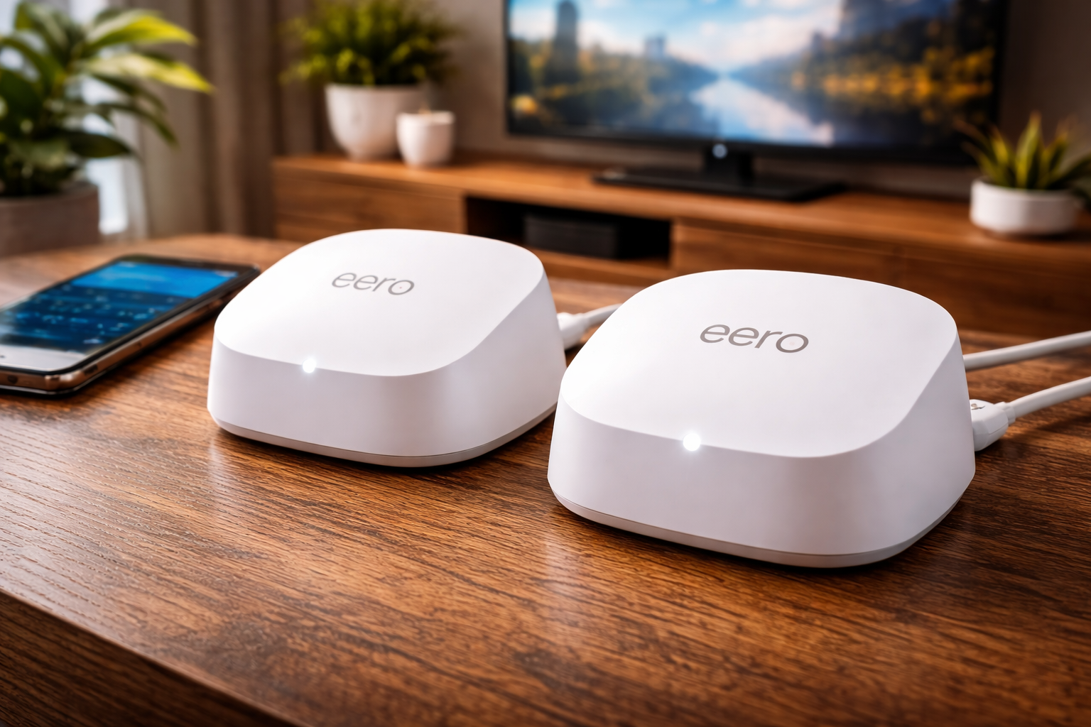 Amazon eero 6+ - メッシュwifi システム | AX3000 | 1.0Gbpsイーサネット | 最大wifi範囲280m² | 同時接続デバイス約75台 | 2ユニット