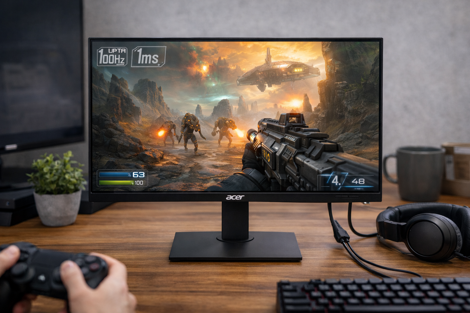 Acer スタンダードモニター 24.5インチ IPS フルHD 100Hz 1ms スピーカー・ヘッドホン端子搭載 HDMI1.4 AMD FreeSync EK251QEbmix