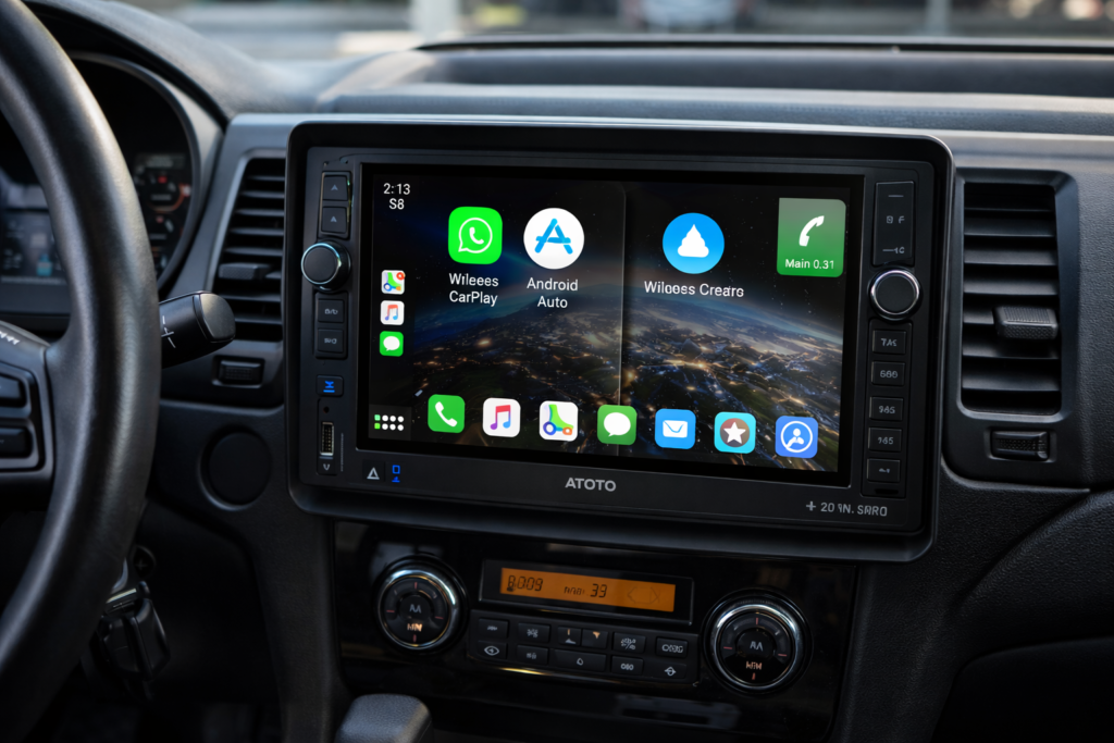 ATOTO S8G2114PM 2 DIN Andriod カーナビ、 カー プレーヤー、ワイヤレスCarPlay& ワイヤレス Android Auto、GPS トラッキング 、USBテザリング、デュアル Bluetooth w/aptX HD、LRV付きHD VSVパーキング、SCVC など