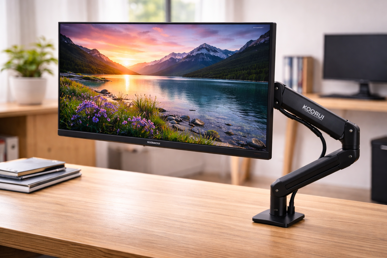 KOORUI モニター アーム デスクマウント ディスプレイ アーム 1画面 シングル VESAアーム クランプ式&グロメット式 PCモニターアーム 17～32型 耐荷重9kg 多角度調節 ケーブル管理