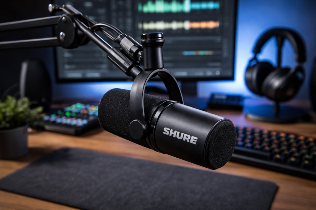 SHURE シュア MV7 ポッドキャストマイクロホン MV7-K-J ダイナミックマイク カーディオイド 単一指向性 USB XLR 有線 ノイズ除去 配信 ストリーミング YouTube 録音 レコーディング 実況 ゲーム ゲーミング ボーカル DTM 宅録 テレワーク MOTIVシリーズ iOS Android Mac Windows対応 ブラック【国内正規品/メーカー保証2年】