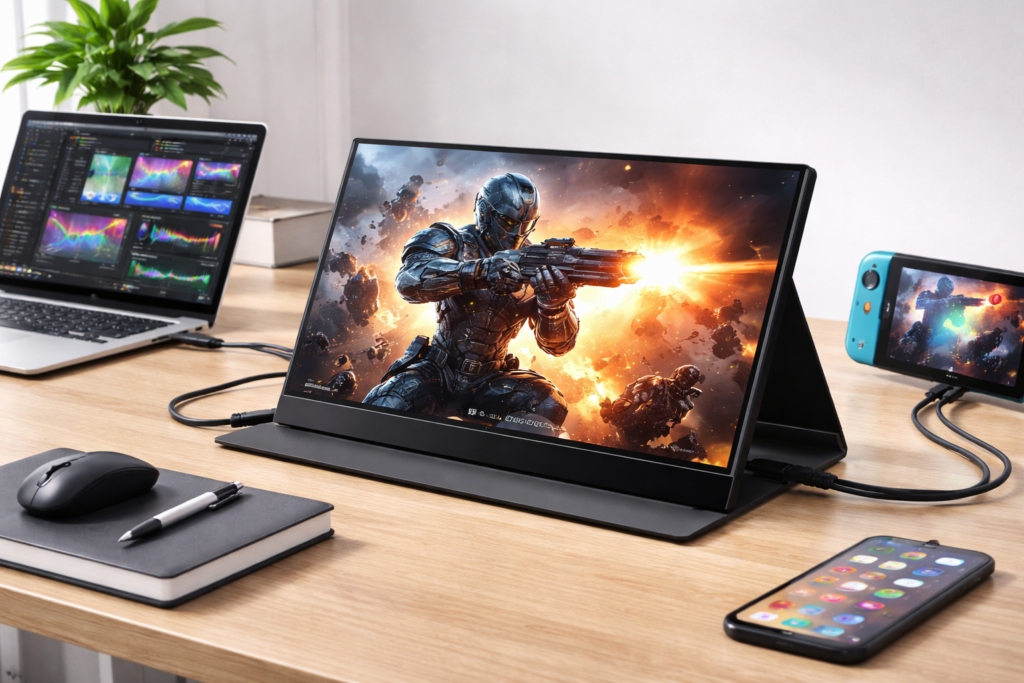 モバイルモニター 16インチ Kenowa 1920x1200 IPSパネル 178°全視野 FHD HDR ゲームモニター 薄型 軽量USB Type-C HDMI PS5/XBOX/Switch/PC/Macスマホなど対応,スピーカー内蔵