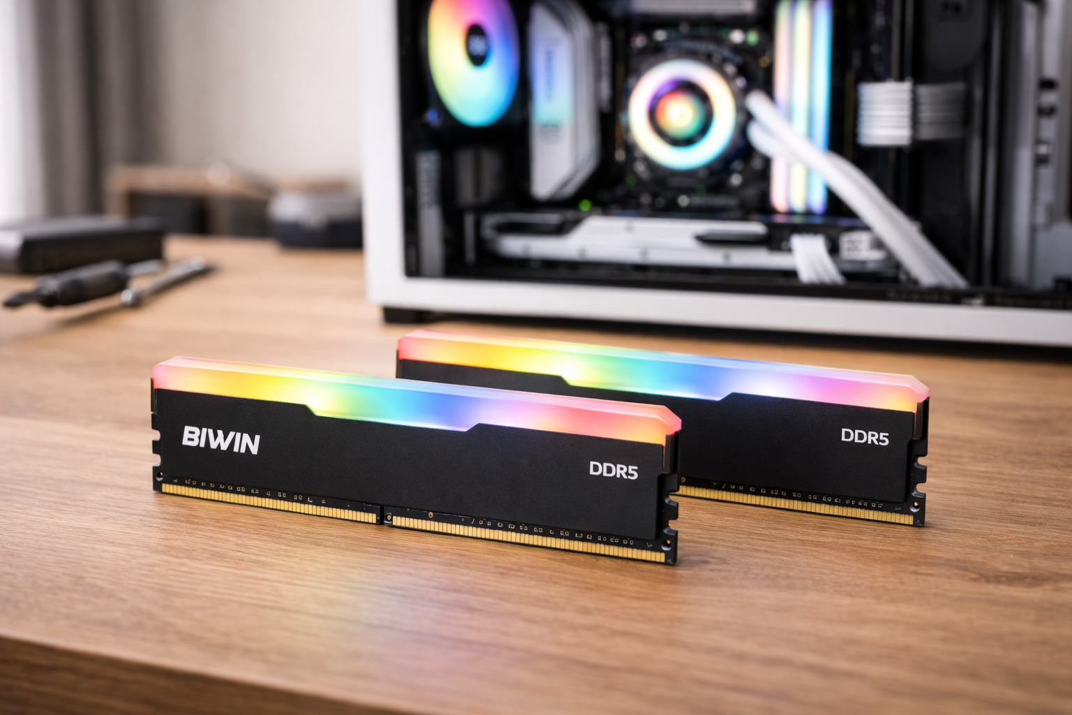 Biwin DW100 DDR5 6000MT/s (PC5-48000) デスクトップPC用メモリ 32GB（16GB×2枚） CL30 RGBライティング Intel XPM 3.0/AMD EXPO両対応 メモリキット ブラック