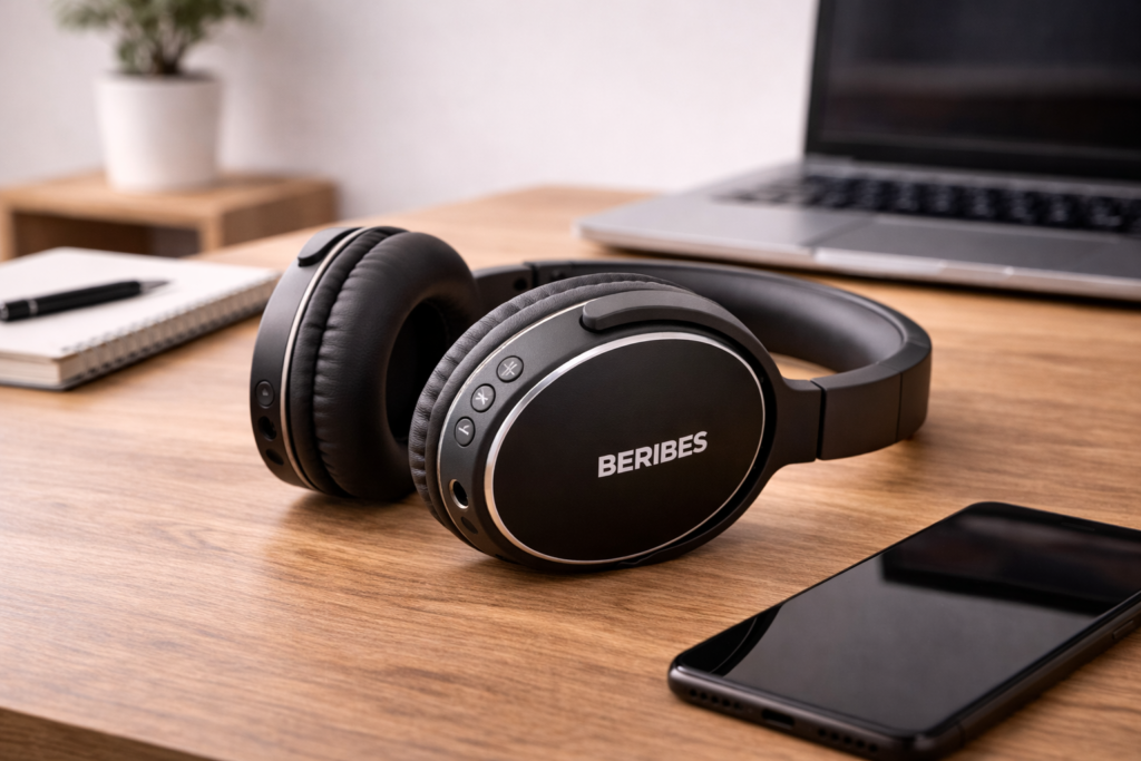 BERIBES ヘッドホン bluetooth 65時間再生 6つのEQモード ワイヤレスヘッドフォン Bluetooth5.3 重さはわずか180g 快適なフィット感 マイク付きヘッドホン HIFIステレオ 有線 無線 両用 遮音 密閉型