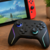 Switch対応 TURBO連射 4段階振動調整 6軸ジャイロセンサー ブラック 背面ボタン付き ワイヤレスコントローラー ES01GY