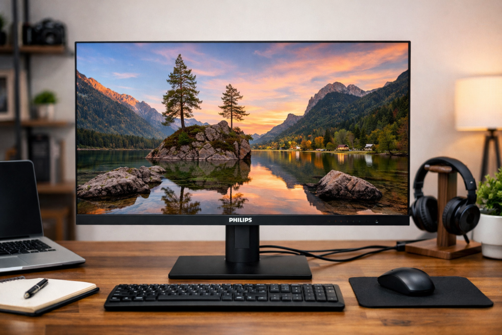 PHILIPS 液晶ディスプレイ PCモニター 272E2FE/11 (27インチ/5年保証/FHD/IPS/D-Sub 15,HDMI,Display Port/昇降・高さ調節/チルト/4面フレームレス/FreeSync(HDMI,DP)ちらつき防止/ブルーライト軽減)