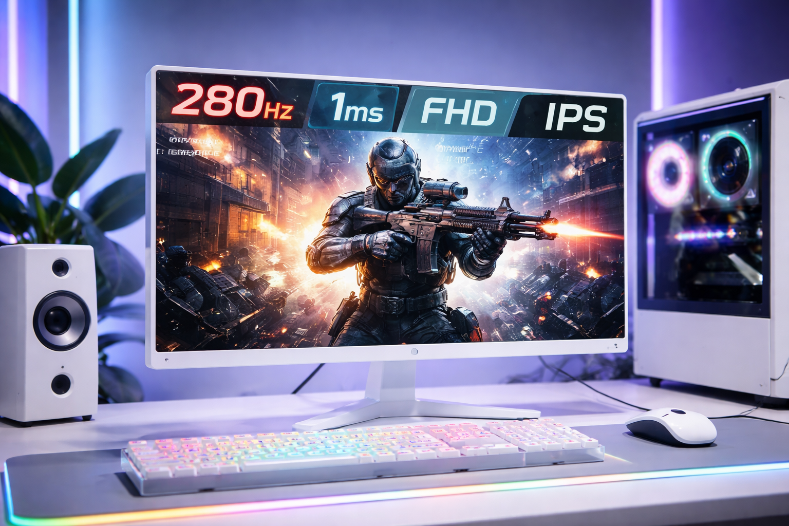 Pixio PX259 Prime White ゲーミングモニター 24.5インチ FHD IPS 280Hz 1ms 2年保証 30日間返品保証