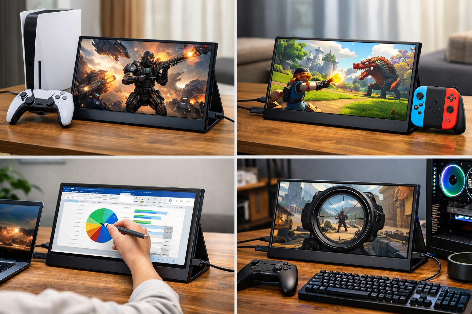 Acouto タッチパネル モバイルモニター 15.6インチ 疲れ目軽減/青色光源を低減 軽量 薄型 モバイルディスプレイ USB Type-C【1920x1080FHD/内蔵スピーカー/VESA/スタンド付/IPS】PS5/XBOX/Switch/PC/Mac対応