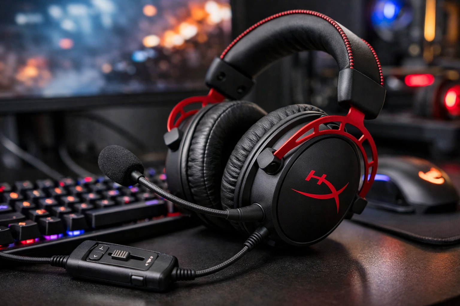 HyperX Cloud Alpha ゲーミング ヘッドセット インライン音量コントロールBox付属 レッド HX-HSCA-RD/AS オリジナルデータ特典付き ( 4P5L1AB#UUF )