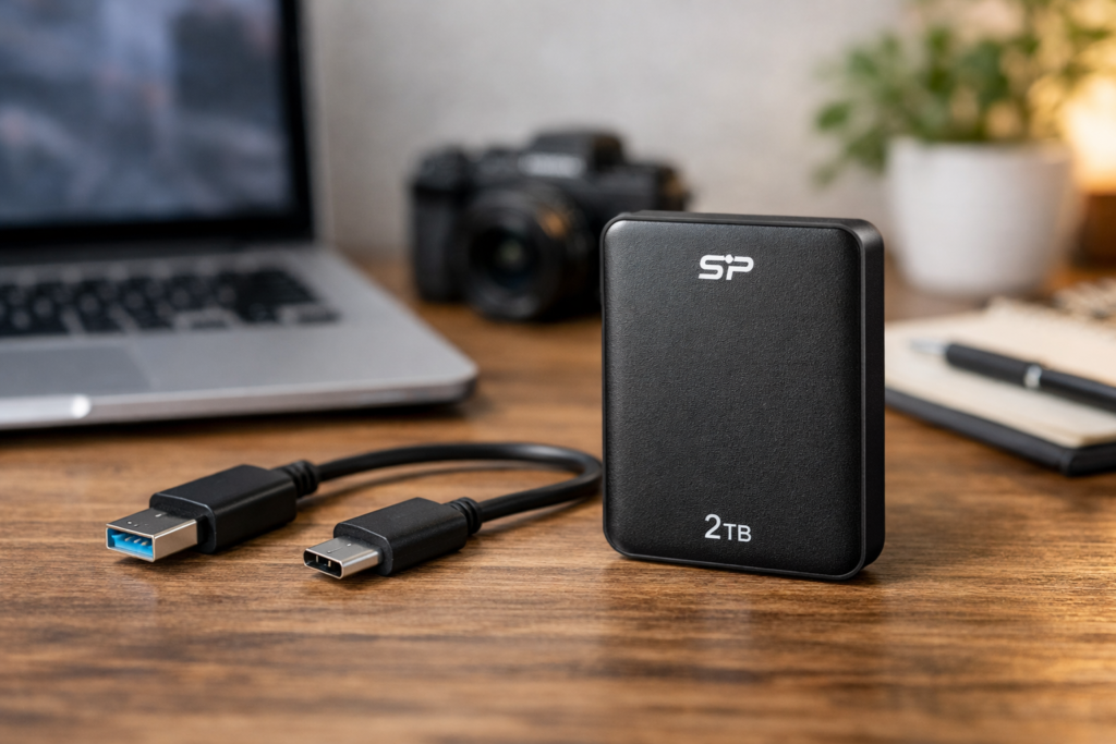 シリコンパワー 外付けSSD 2TB USB 3.2 Gen 1 Type-A メーカー3年限定保証 Type-A to USB Type-C コネクター付属 SP020TBPSDS05SAKTC