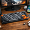 MAMBASNAKE+ZiYouLang M87 ゲーミングキーボード ワイヤレス Bluetooth/2.4GHz 80% 87キー メンブレン式 テンキーレス コンパクトキーボード 快速接続 最大3台マルチペアリング対応 静音 軽量化 無線 小型 iPad Windows Mac iOS Android 対応 グレーオレンジ