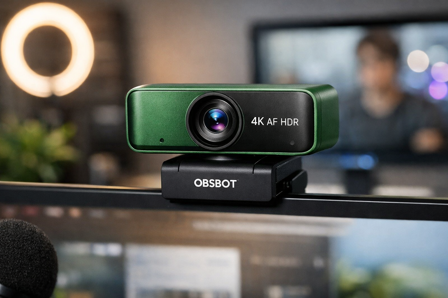 OBSBOT MEET 2 4K Webカメラ ウェブカメラ AI搭載 4800万画素 HDR 位相差検出AF フィルター加工 ノイズ低減マイク ライブ配信 ビデオ通話 PC Mac Windows (グリーン)