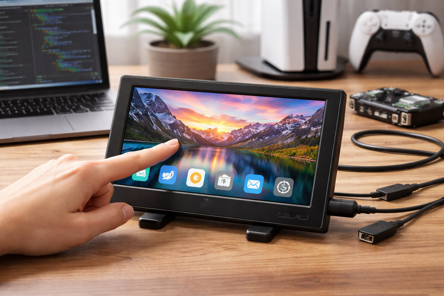 ミニ モニター 8 インチ タッチパネルモバイルHD小型モニター 800 x 480Pミニ ディスプレイ PC ラップトップ PS3 PS4 PS5 Rasp Pi用